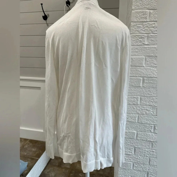 Karen Scott Off White Long Sleeve Soft Open Front Cardigan Sweater Large - Picture 4 of 8